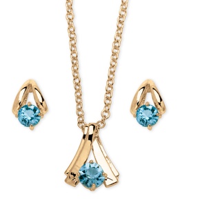 PalmBeach Jewelry 2 Piece Round Birthstone Necklace and Earrings Set in Yellow Gold Tone