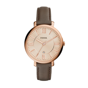 Ladies Jacqueline Brown Leather Strap Watch Rose Gold Dial