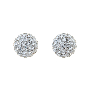 Sterling Silver 8mm White Crystal Ball Stud Earring