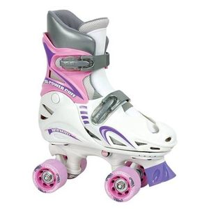 Girls Adjustable Quad - Small White and Pink