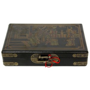 Oriental Furniture Black Lacquer Domino Set Box