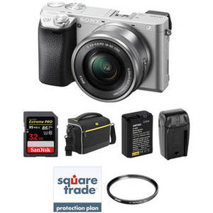 Alpha a6300 Mirrorless Digital Camera with 16-50mm Lens Deluxe Kit (Silver)