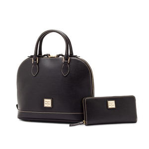 Saffiano Zip Zip Satchel and Large Zip Around (2 pcs)