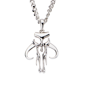 Star Wars Men's 925 Sterling Silver Mandalorian Cutout Pendant, 24&quot;