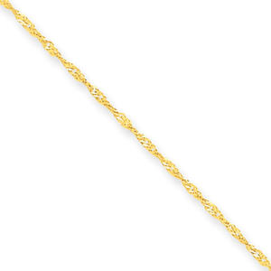 14k Yellow Gold 1.10mm Singapore Chain Anklet - 9 Inch - Spring Ring