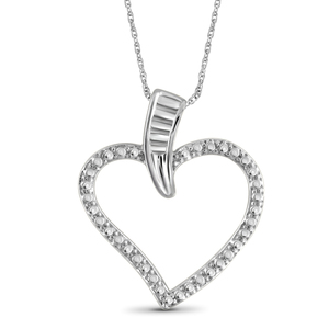 JewelonFire White Diamond Accent Sterling Silver Heart Pendant