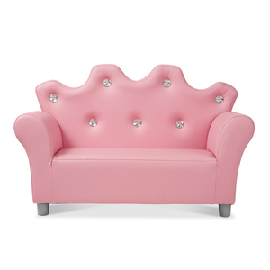 Childs Crown Faux Leather Sofa Pink Ages 3+ Years