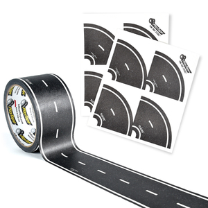PlayTape Classic Road Series Bundle 60 ft x 2 in Black Road with 8 Tight Curves