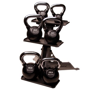 Body-Solid KBCS105Pack Chrome Handle/Rubberized Kettlebell Set with Rack