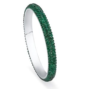 PalmBeach Jewelry Green Pave Crystal Bangle Bracelet in Stainless Steel