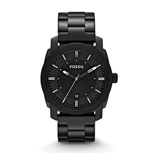Mens Machine Black Stainless Steel Watch Black Dial