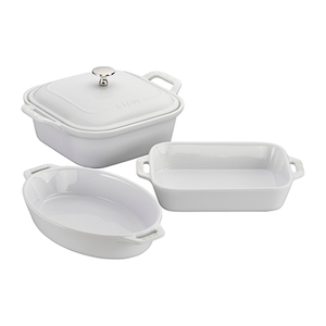 4pc Ceramic Baking Dish Set White