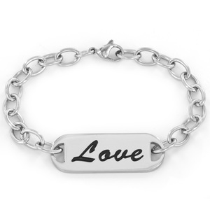 West Coast Jewelry Stainless Steel Bracelet Inspirational "Love" ID Bracelet