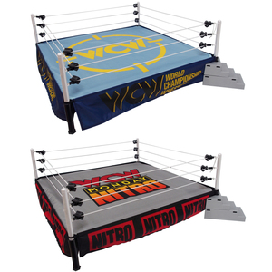 WWE PACKAGE DEAL 2 Ring Skirts & 2 Ring Mats (WCW Nitro & Classic) -  Toy Wrestling Figure Ringside Exclusive Playset Accessories