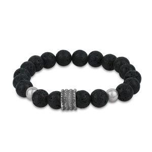 Lava Stone Stainless Steel Bracelet