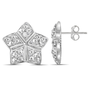 JewelonFire White Diamond Accent Sterling Silver Star Earrings