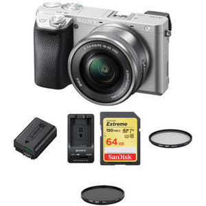 Alpha a6300 Mirrorless Digital Camera with 16-50mm Lens Premium Kit (Silver)