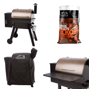 Bronze Pro Series 22 Grill w/ Hardwood Pellets Grill Cover & Front Shelf