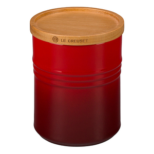 2.5 Qt Stoneware Storage Canister w/ Wood Lid Cherry