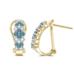 1.00 Cttw Emerald and White Diamond Earrings in 14K White Gold