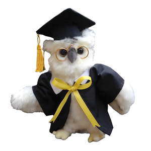 hansa White Graduation Owl 7 Inch Plush