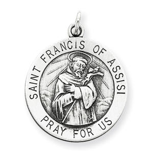 Sterling Silver St.Francis Of Assisi Medal Charm - 18mm