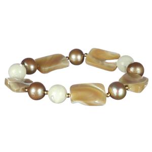 Lita Champagne Pearls and Shell Stretch Bracelet