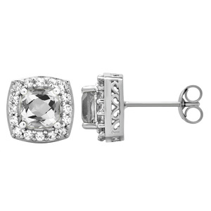 Created White Sapphire Earrings in Sterling Silver