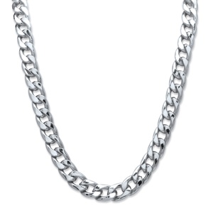 PalmBeach Jewelry Men's 12 mm Curb-Link Necklace in Silvertone 30"