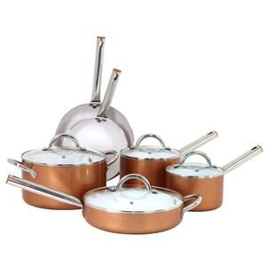 10pc Forged Aluminum Cookware Set Copper Finish