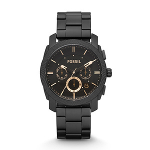 Mens Machine Black & Gold Chronograph Stainless Steel Watch Black Dial