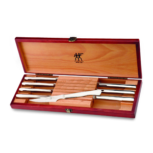 8pc SSteel Serrated Steak Knife Set w/ Wood Gift Box