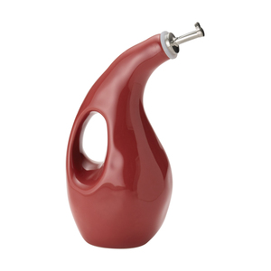 Cucina Stoneware EVOO Dispensing Bottle Cranberry Red