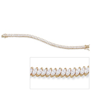PalmBeach Jewelry 13.25 TCW Marquise-Cut Cubic Zirconia 14k Yellow Gold-Plated Tennis Bracelet 7 1/4"