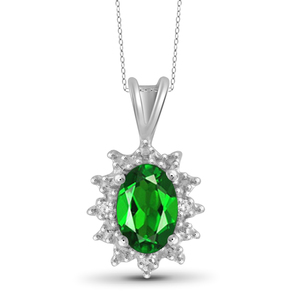 JewelonFire 1/2 Carat T.G.W. Chrome Diopside And White Diamond Accent Sterling Silver Pendant
