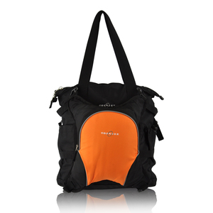 Obersee Innsbruck Diaper Bag Tote with Detachable Cooler - Black/ Orange