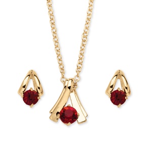 PalmBeach Jewelry 2 Piece Round Birthstone Necklace and Earrings Set in Yellow Gold Tone