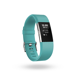 Charge 2 Heart Rate + Fitness Wristband Teal/Silver - Large