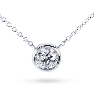 10K White Gold 0.1 CTTW Round Cut Diamond Pendant Necklace (H-I, SI2-SI3)