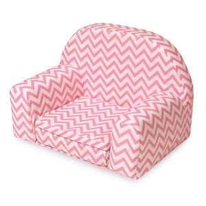 Badger Basket Upholstered Doll Chair with Foldout Bed - Pink Chevron