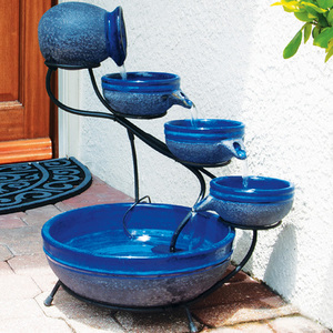 Solar Cascade Ceramic Fountain Blueberry