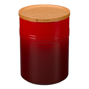 22oz Stoneware Storage Canister w/ Wood Lid Cherry