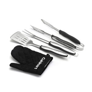 3pc Grilling Tool Set with Black Grill Glove Black