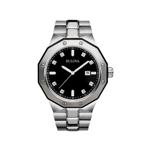 Marine Star Mens Diamond Steel Watch Black Dial