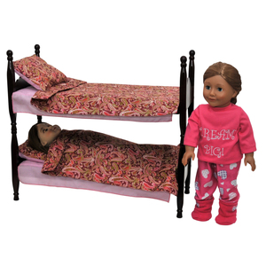 The Queen's Treasures American Style Set of Two Stackable Beds For 18 Inch Dolls. Can be 2 Single Beds or One Bunk 2 Sets Bedding Included