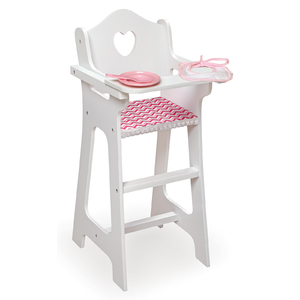 Badger Basket Doll High Chair with Plate, Bib, and Spoon - Chevron