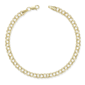 10K Yellow Gold 4mm 7 Inch Charm Bracelet  -Lobster-claw