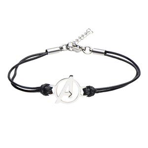 Marvel Women's Stainless Steel and Cord Avengers &quot;A&quot; Logo Bracelet, 7&quot;+1&quot;