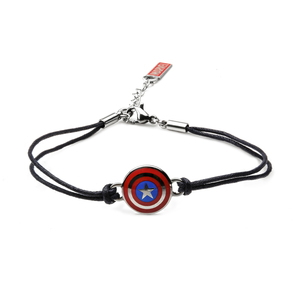 Marvel Women's Steel and Cord Captain America Shield Bracelet, 7&quot;+1&quot;