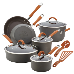 Cucina 12pc Hard Anodized Cookware Set Pumpkin Orange